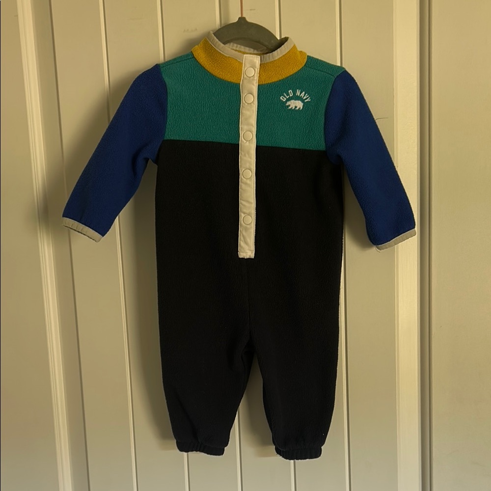Old Navy Blue and Green Fleece One Piece